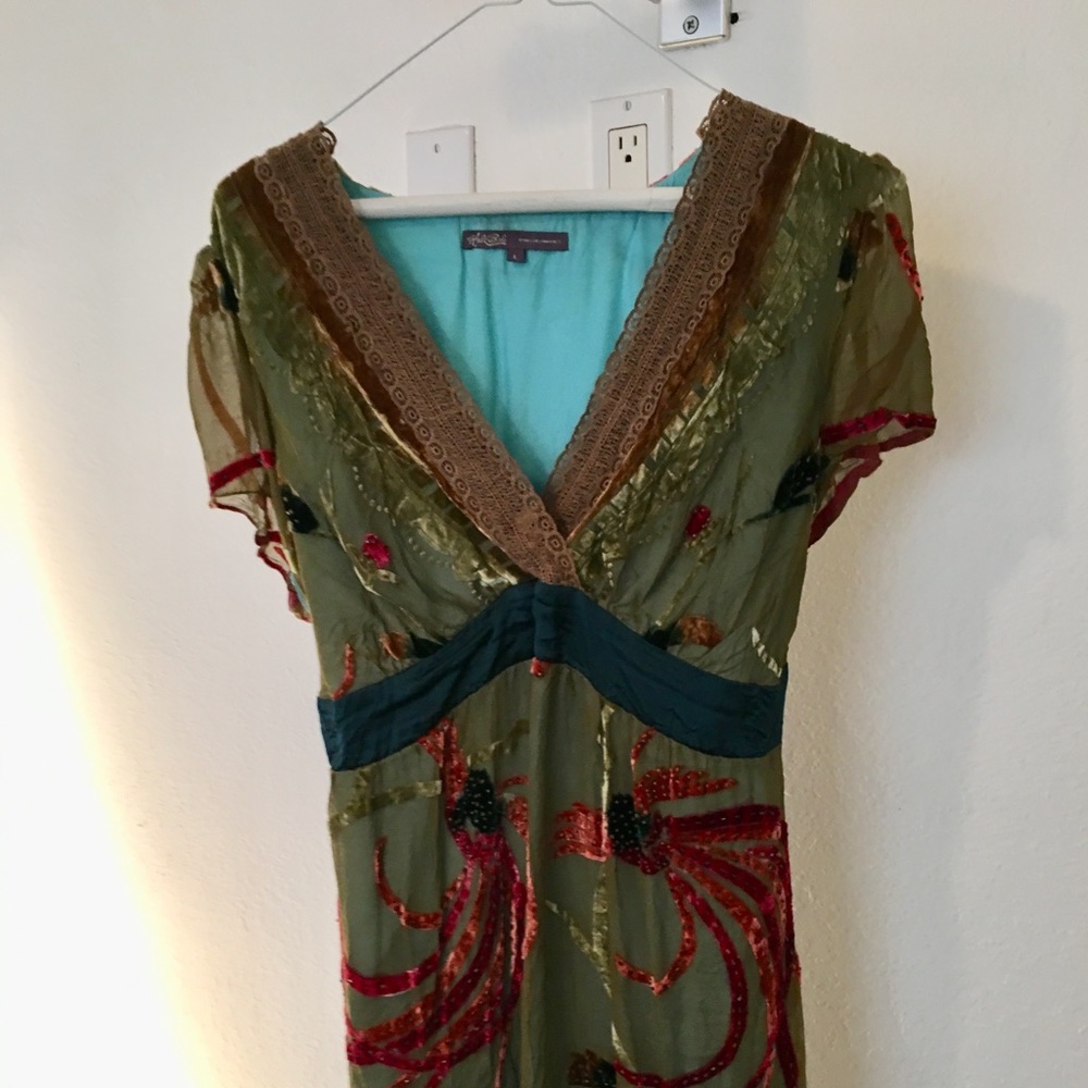 Long silk burnout tunic